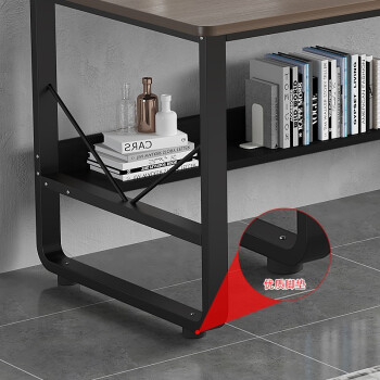 特匠 电脑桌书桌办公桌子学习写字桌子现代简约带书架置物架   MD303 乌色120*60*74C